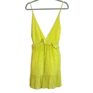 Nasty Gal Deep-V Neck Strappy Ruffle Minidress Bright Yellow Size 6